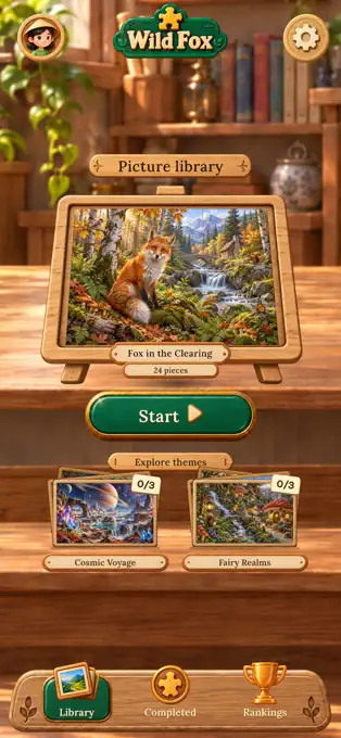 Jigsaw Puzzles 3D home screen with illustrated puzzle collections